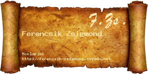 Ferencsik Zsigmond névjegykártya